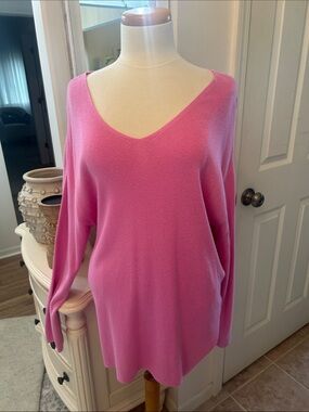TALBOTS SZ XL Women's V-Neck Long Sleeve Sweater - Pink